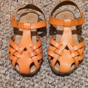 Girls Cognac Brown Sandals Cat And Jack Size 8, Kids
